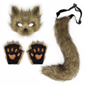 Halloween Costume Plush Fox Tail Cat Ears Orc Mask Gloves cosplay Role-playing costume
