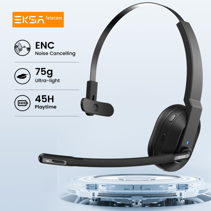 EKSA Bluetooth Headsets with Microphone ＆ USB Dongle, 30 Hours Talk Time ＆ 33ft Range, AI Environmental Noise Cancelling Mic, Over-Ear Wireless Head EKSA H3 Bluetooth Headset 5.4, Wireless Headphones with Microphone Noise  Cancelling, 65 Hrs Playback Time \u0026 30M Range, Replacement Ear Cushion, On  Ear
