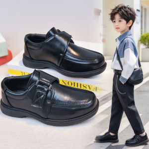 Fashion PU leather black shoes for kids boys formal school shoes for kids boy size 25-42