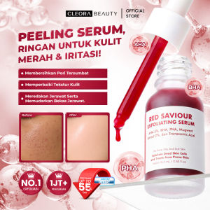 [HOT SALE] Cleora Beauty Peeling Solution Serum - Red Saviour AHA BHA PHA Eksfoliasi Wajah Berminyak Kusam Mencerahkan Skincare Jerawat Acne Niacinamide Dark Spot Brightening Mengangkat Sel Kulit Mati Dan Kotoran Mugwort Scincare Exfoliasi Perawatan Kulit