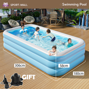Sport （Ready stock） inflatable swimming pool for kids family big size baby / Kids Pool kolam mandi budak murah Kolam Renang kolam mandi besar dewasa kolam mandi kanak kanak 游泳池 kolam mandi