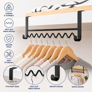 Punch Free Bedside Clothes Hanger Hook Durable Dormitory Clothes Hangers Wave Design Space Saving Storage Rack