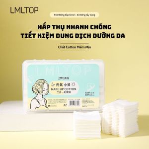 Bông Tẩy Trang LMLTOP 500 in 50 Miếng 100% Cotton Sợi Bông Tự Nhiên Cao Cấp