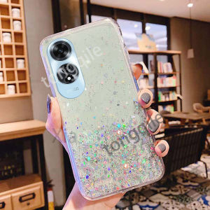 OPPO A60 OppoA60 A 60 4G 2024 OPPOA60 Starry Sky Silver Foil Glitter Epoxy Bling Soft TPU Transparent Edge Phone Casing Back Cover Shockproof Bumper phone case