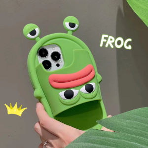 🔥【Readystock】 + FREE Shipping+ COD 🔥New Style Double-Sided Expression Lone Oligo Frog Slippers iPhone14 13 12 11 Pro MAX Phone Case Influencer Frog Silicone All-Inclusive