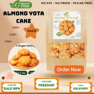 ALMOND YOTA CAKE - Crispy Buttery and Topped with Almonds | Healthy Snack No Fat