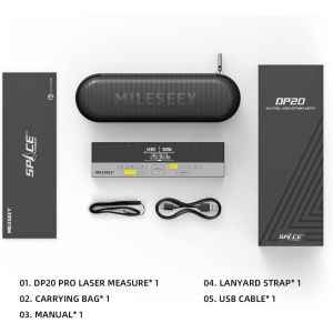 Mileseey Bilateral Laser Measurement Tool DP20 Pro 120m Two-way Laser Distance Meter with Middle Laser Mark Beam Multifunctional Laser Tape Measure with Digital Angle Rechargeable(