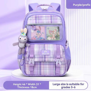 Three Elephants Cute JK plaid girl Kid school Backpack Large Capacity Waterproof Children school bag Spine Protection Load Reduction Primary School student Backpack