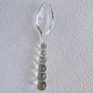 SUPERRR Clear Glass Spoons Fork Pink Green Heat Resistant Coffee Mixing Spoon Simple Reusable Tableware Spoon Food Photo Props