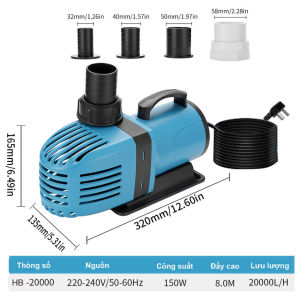 Máy Bơm OU GECAI HB-16000 (90W - 16000L/H) Cho Hồ Koi Tiết Kiệm Điện Đẩy Cao 5m