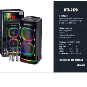 Bts.Shop BTS-2121 Portable Karaoke Boombox with Dynamic Lyric Display Dual 10" Speakers RGB Light Effects