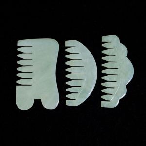 BAIXL Green Massage Comb Hsiuyen Jade Natural Jade Hair Brush Hairdressing Retro Gua Sha Board Stone Guasha