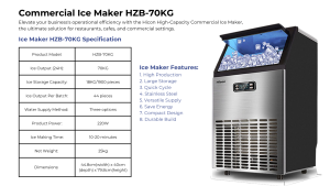Commercial Ice Maker High Capacity 24H Ice cube Machine for Restaurants & Business