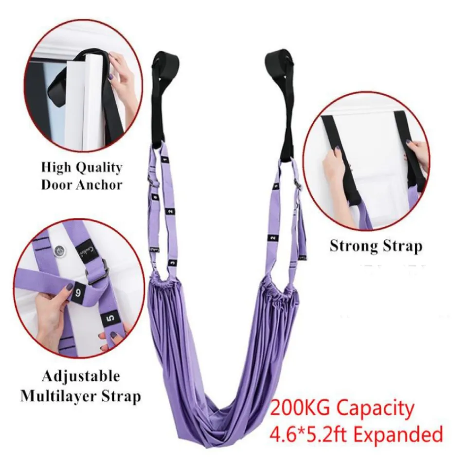 3H Adjustable Aerial Yoga Swing Anti-Gravity Hammock Stretch Fitness Rope  Door Mount Workout Inversion Hanging Exercise