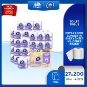 Vinda Prestige 4D Deco Embossed Toilet Tissue 3ply 27 Rolls - Strong Absorbent Tissue Paper Toilet Roll