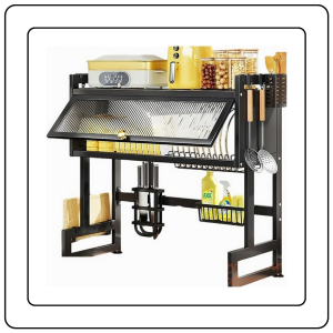 【JJ HOME】Kitchen Sink Drain Dish Rack with Cabinet Door Kitchen Storage Shelf