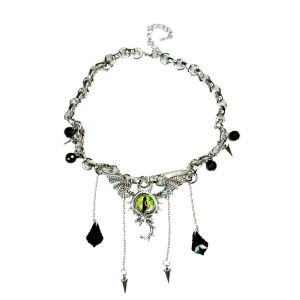 HENLI Wings Ghost Necklace Women Eye Beads Metal Chain Necklace Temperament Vintage Punk Gothic Necklace Girls