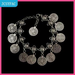 JCSYFAC Vòng chân đồng xu GYPSY Boho bạc cổ điển Vòng đeo mắt cá chân vòng đeo chân trang sức nữ