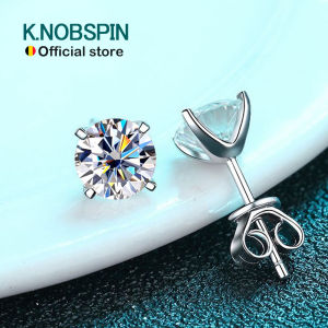 KNOBSPIN Moissanite Earring 0.2-2ct D VVS1 GRA Certified Lab Diamond 4 Claw s925 Sterling Silver Stud Earrings for Women Man2026