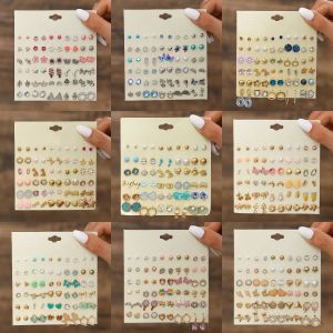 Earrings Metal Earrings Personality 30 Pairs/set Fashion Good Durability Rhinestone Starfish Cute