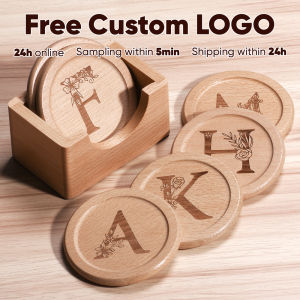 Coasters 6pcs/set Free Custom Logo Walnut Wood Placemats Decorative Round Insulated Japanese Beverage Coasters Home Decor Gifts2026