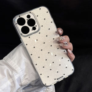 HBESTY Korean Black White Polka Dots Phone Case For iPhone 16 15 14 13 Pro Max Luxury Glitter Shockproof Phone Cover For iPhone 16 Pro