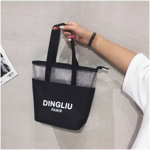 Korean style Classic Portable Tote Bag Female Large Capacity Shoulder Mesh Handbag shoppingbag