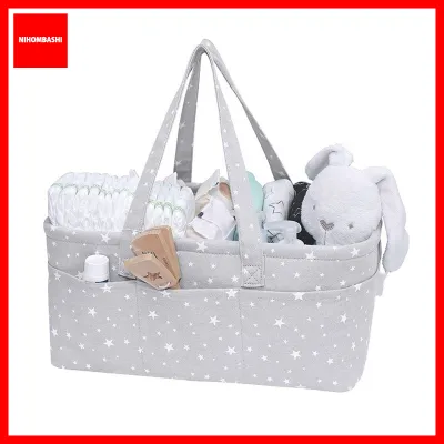 Baby Diaper Caddy Organizer Bag Cotton Baby Shower Basket Large Nursery Storage Bin for Changing Table