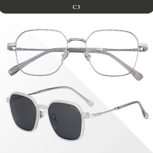 SSON TVTE Kacamata Clip On Geometric Polarized Metal Anti Blueray Photocromic Bluecromic TP1108