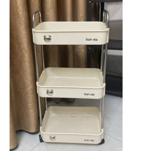 Kệ đựng đồ đa năng 3 tầng Sunmix khay nhựa cao cấp kệ đựng đồ nhà bếp có bánh xe di chuyển (Loại To)