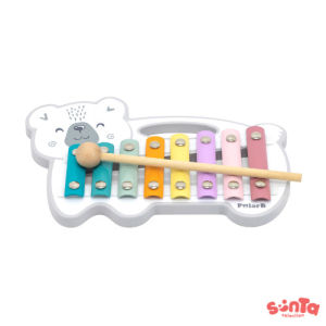 Wooden Xylophone Musical Toy for Kids - Pastel Color Educational Instrument with Handle for Toddlers