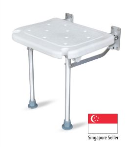 Foldable Shower Chair Wall-Mounted Adjustable Height Anti-Slip 180kg Capacity Space-Saving Safety Bath Seat Bathroom Stool for Elderly Seniors