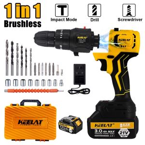 KEELAT Cordless Electric Screwdriver Kit 9 In-1 Multi-Head Power Impact Drill Set Brushless Cordless Drill Combo Kit