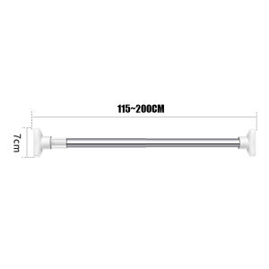 Multifunctional White No-Punch Storage Telescopic Rods/Telescopic Clothing Rod Stainless Steel/Closet Hangers/Bathroom Towel Bars/Adjustable Curtain Rods/Clothes Drying Rod（50-80/70-120/115-200/130-240CM Optional）High Load-Bearing Capacity
