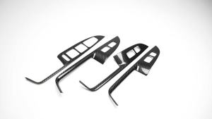 mv1 DRY Carbon Fiber Car Interior Door Window Lift Switch Button Panel Cover Sticker Trim Accessories For Genesis G70 2017 2018-2024 T1H4N