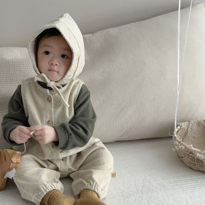 Baby Outing Clothes Autumn Korean Style Childrens Clothing Infant Base Shirt and Overalls Two-Piece Set Autumn Outfit for Boys