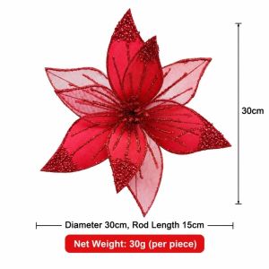NALANILI 30CM Hoa trạng nguyên nhân tạo Lấp lánh Tự làm Hoa đính sequin Nhiều màu sắc Trang trí vòng hoa Hoa lấp lánh Giáng sinh Trang trí nhà cửa