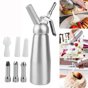 500ml/1000ml Cream Gun Siphon Kitchen Stainless Steel Whipped Cream Whipper Dispenser Coffee Cake Gas Foamer Gun