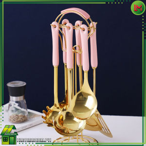 HOMECARE PH. Stainless Steel Spatula Ceramic Handle l High-Grade Luxury Spatula and Soup Spoon Full Set Cooking Utensils
