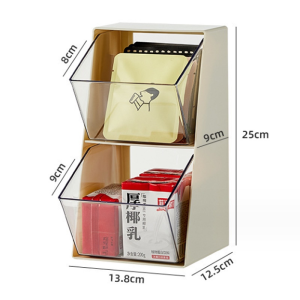 Hodepart COD ชั้นวางถุงชาสองชั้นรูปตัว ชั้นวางกาแฟแคปซูล กล่องใสอะคริลิค กล่องใส่ของจัดระเบียบ สำหรับตกแต่งบ้าน