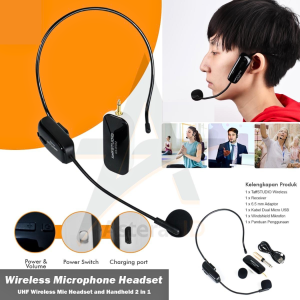 BERGARANSI Mik Mic TaffSTUDIO Microphone Wireless Jarak jauh clip on bando imam mesjid UHF HX W002