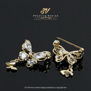 Sv Premium High Quality Crystal Pin Tudung Rama Rama Elegant Butterfly Scarf Brooch Kerongsang Tudung Cute With Gift Box