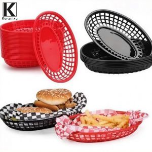 Keranixy 12Pcs Food Basket Tray Food Serving Tray for Wings Nachos Fries Appetizer Fry Bread/Fruit /Basket