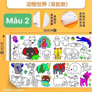 TRANH TÔ MÀU CUỘN DÀI 3M CÓ THỂ CẮT DÁN CHO BÉ