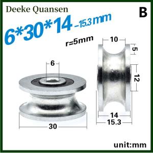 Deeke 1PC 8x30x14mm lăn mang ròng rọc bánh xe U rãnh bánh xe 6x30x14mm theo dõi hướng dẫn bánh xe lăn bánh xe chống gỉ