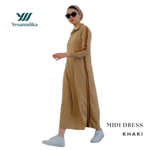 YESAMALIKA MIDI DRESS | Dress Kaos Wanita 7/8 Bahan Cotton Combed 24s | Varian Warna | All size reguler
