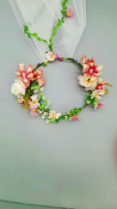 Long Tulle&Vine Flower Shape Headband for Women Wedding Party Hair Hoop Hairband Woman Taking Photo Hair Accessories