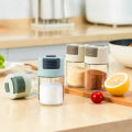 Transparent 100ml Press Type Control Salt Shaker Glass Seasoning Bottle Kitchen Condiment Jar with Anti-cation Design. 