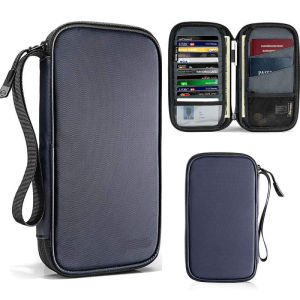 Family Passport Holder Iway RFID Blocking Travel Wallet Waterproof Ticket Holder Document Organizer with Chain Strap Up to 6 Passports 9 Credit Cards