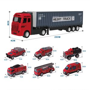 YUNLEO Truck Carry Case With 6pcs Mini Alloy Engineering Vehicle Model Car Toys Truck for Kid Toy